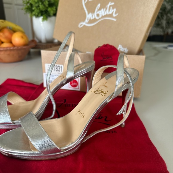 Christian Louboutin Queen 100 nappa laminata silver - Picture 3 of 11